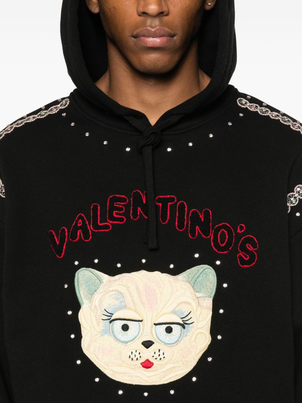 Valentino Garavani
Felpa con cappuccio e ricamo gatto