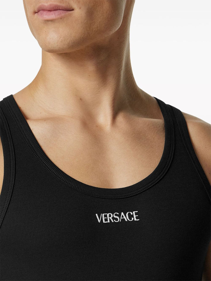 Versace Top a coste con ricamo