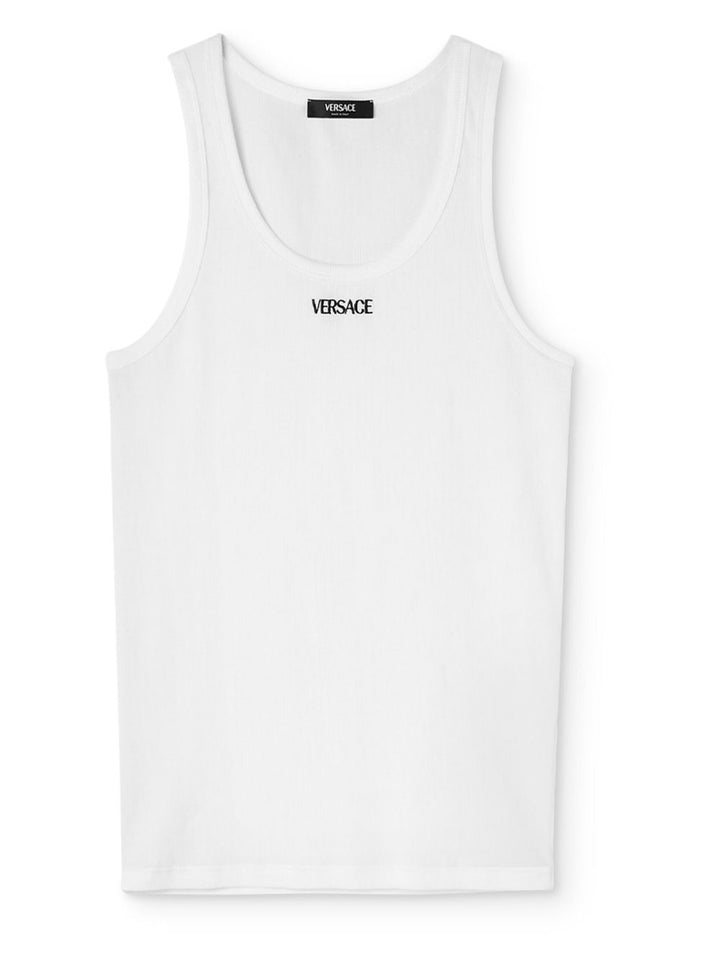 Versace Top a coste con ricamo