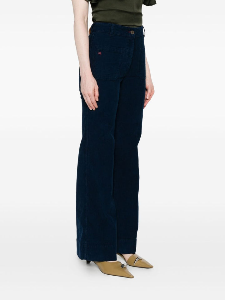 Victoria Beckham Pantaloni in velluto a coste blu