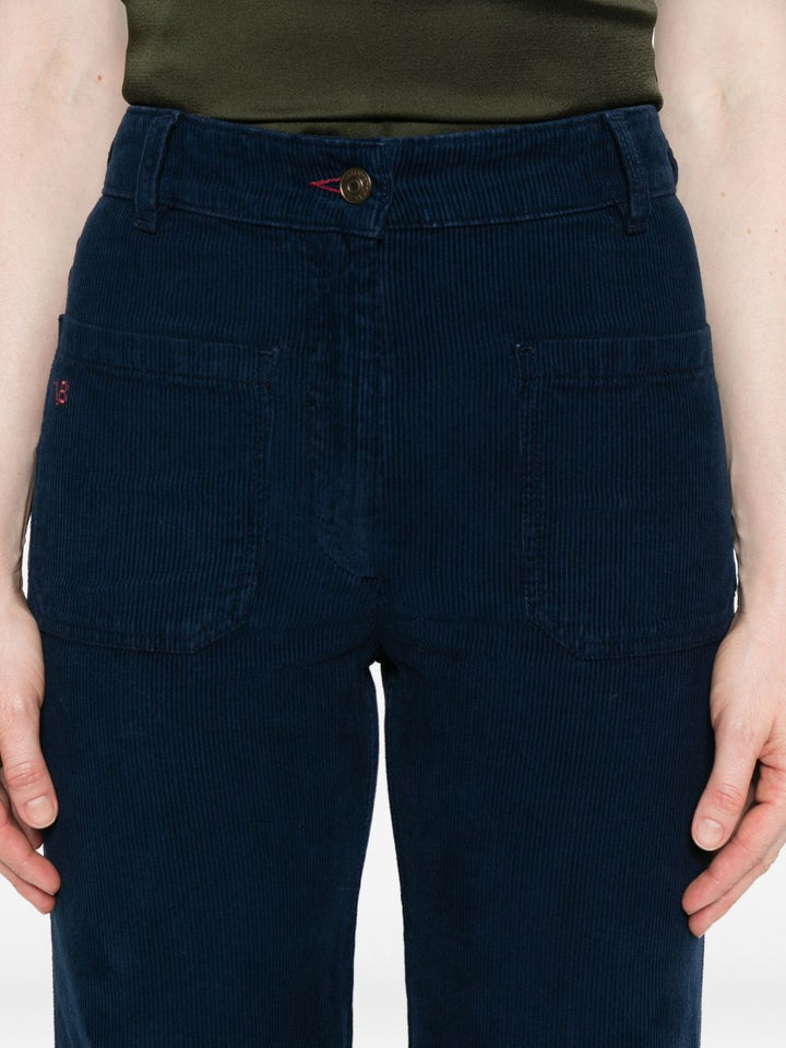 Victoria Beckham Pantaloni in velluto a coste blu