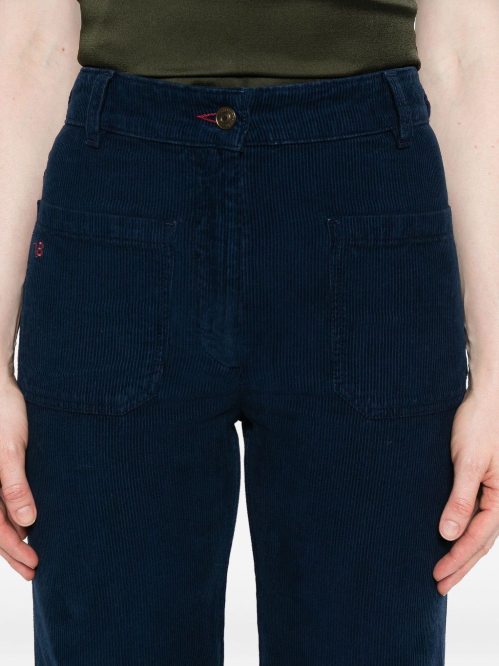 Victoria Beckham Pantaloni in velluto a coste blu