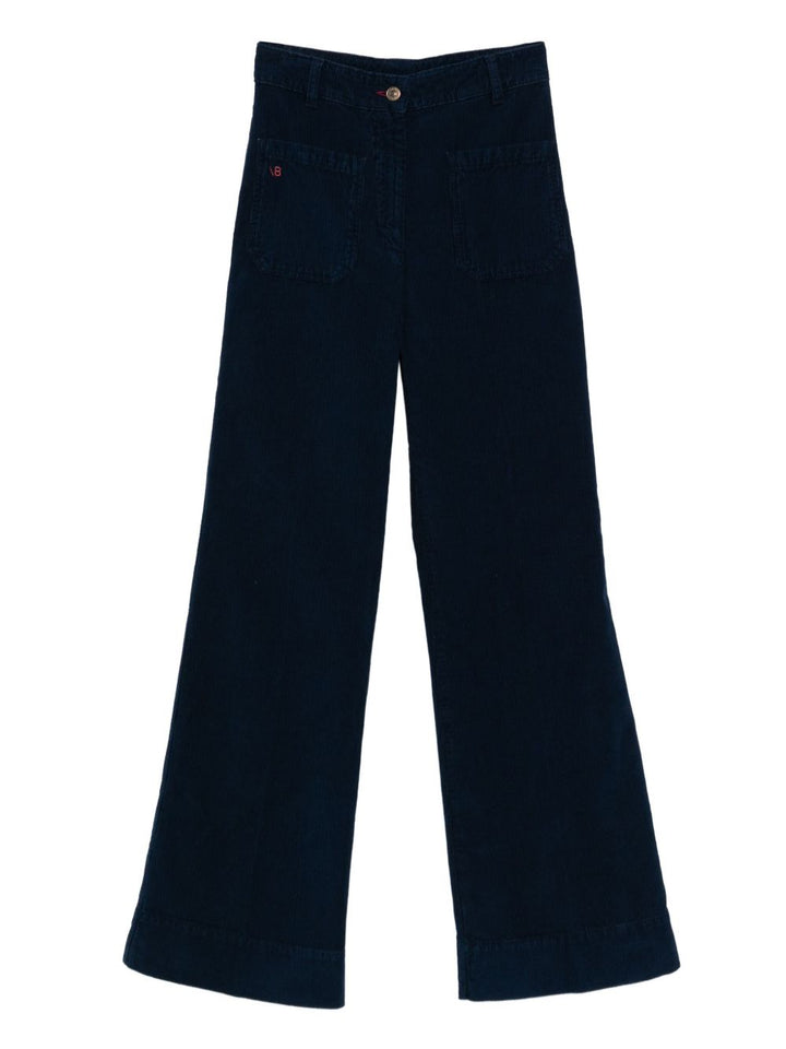 Victoria Beckham Pantaloni in velluto a coste blu