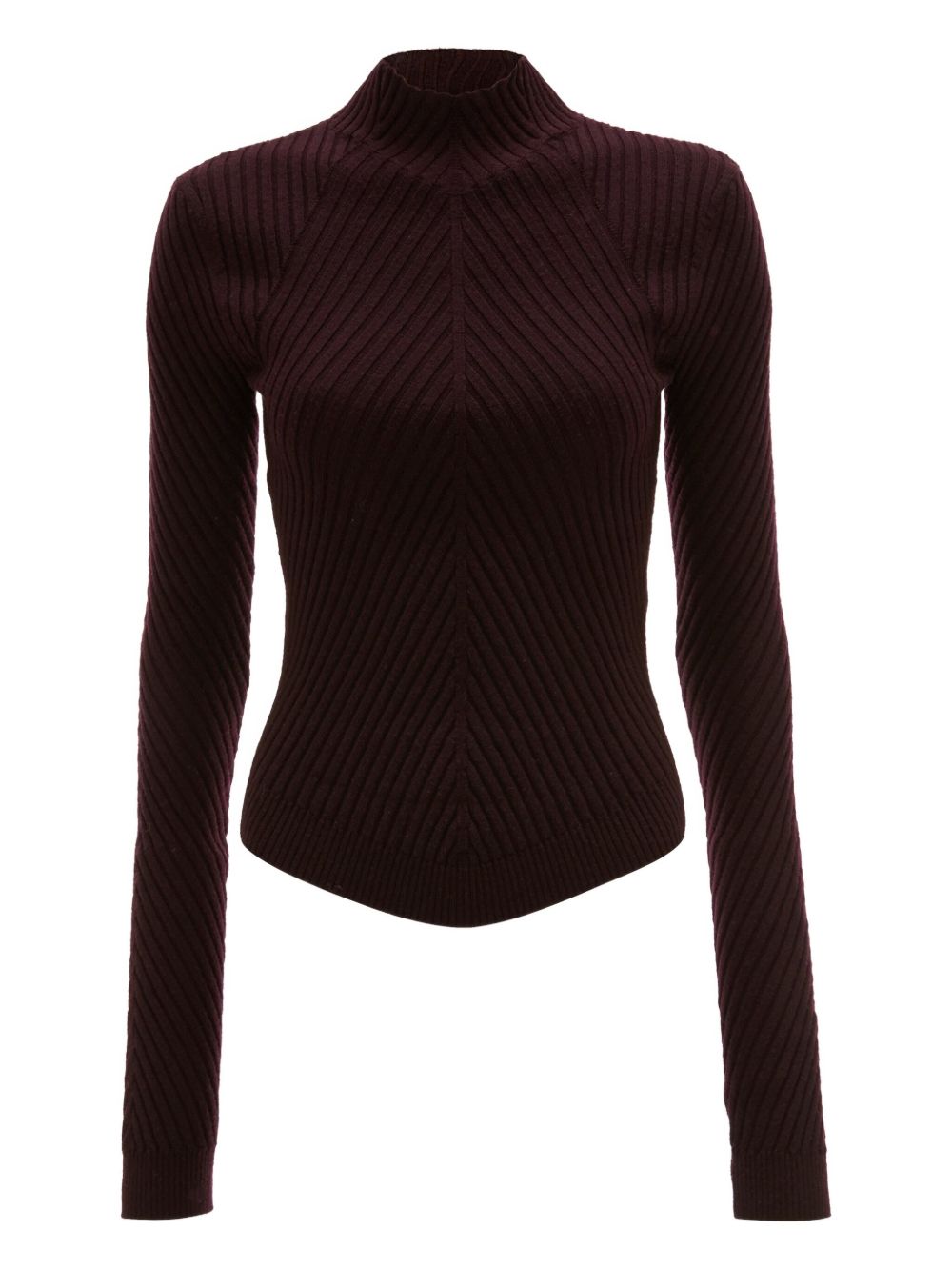 Victoria Beckham Maglia a coste bordeaux con collo alto