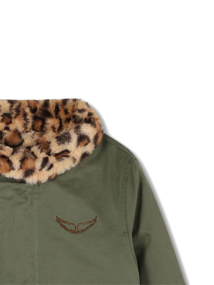 Zadig & Voltaire Kids Giacca con colletto in pelliccia sintetica