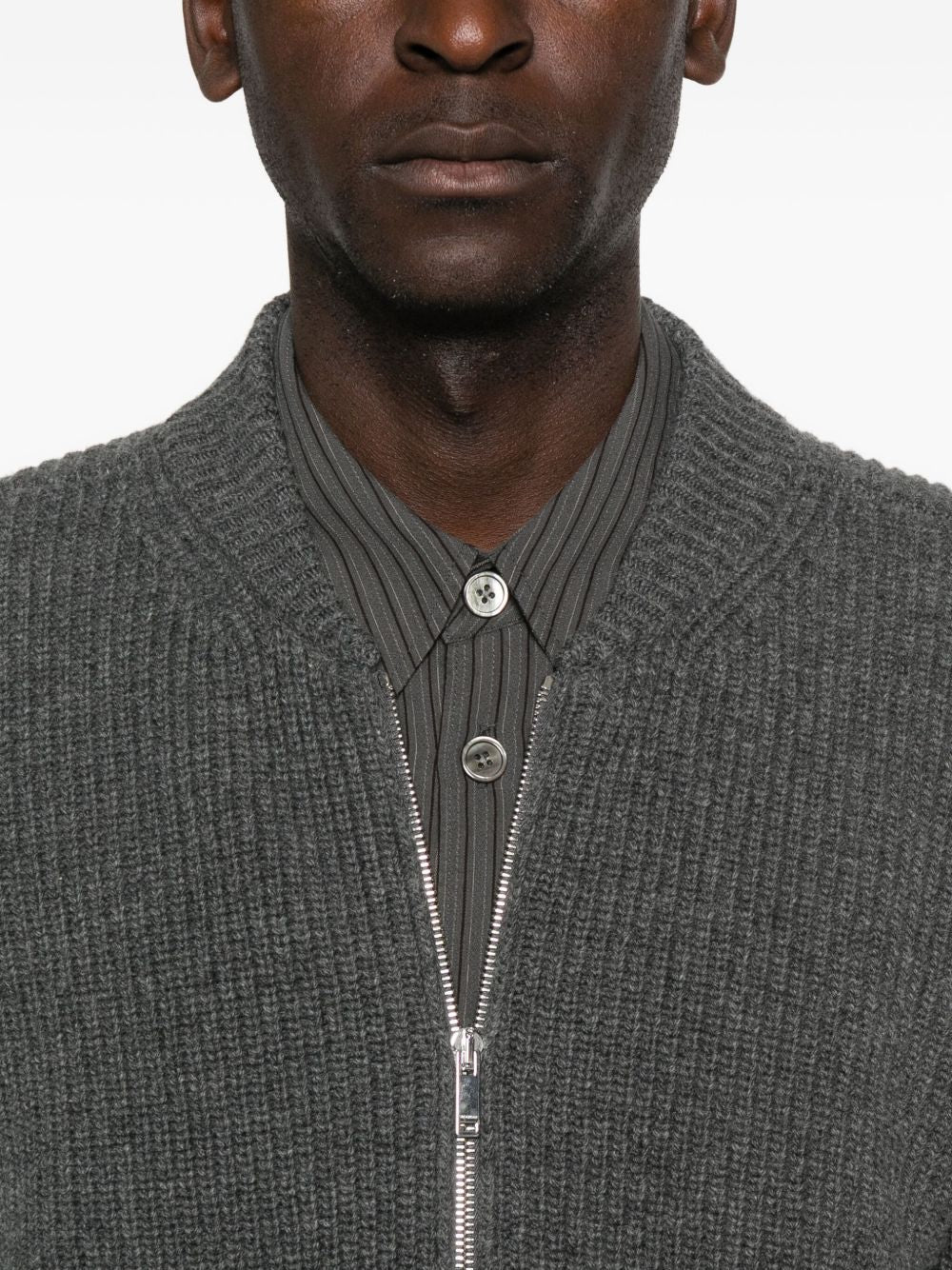 Zanone Cardigan a coste con zip