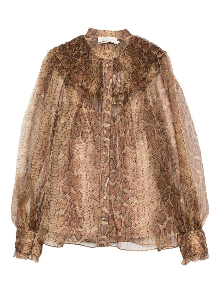 Zimmermann
Camicia marrone con stampa serpente