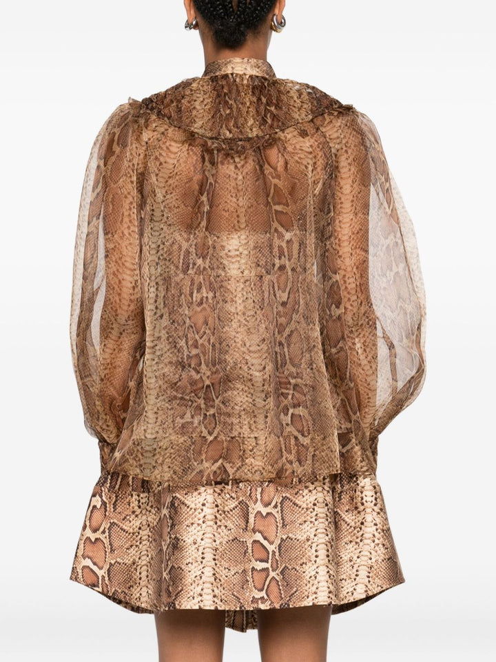 Zimmermann
Camicia marrone con stampa serpente