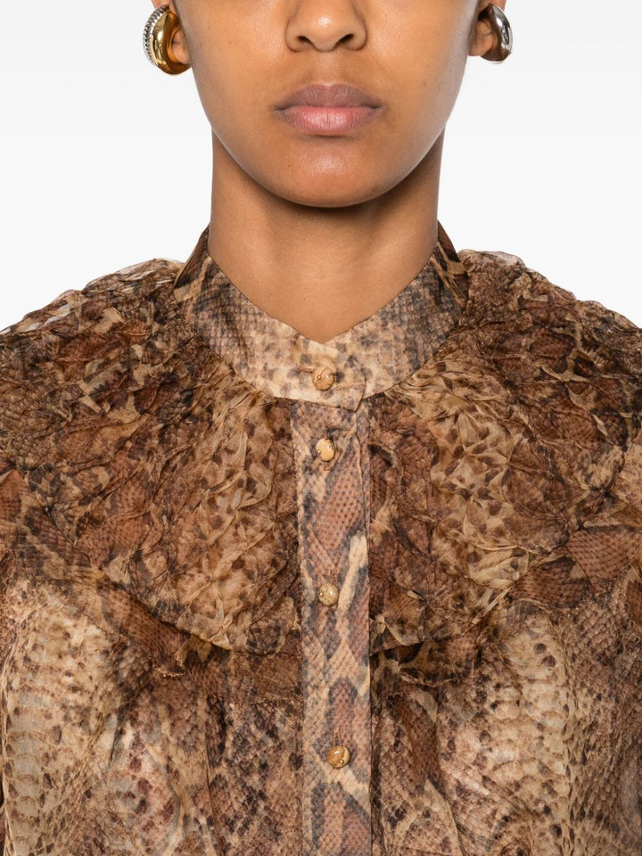 Zimmermann
Camicia marrone con stampa serpente