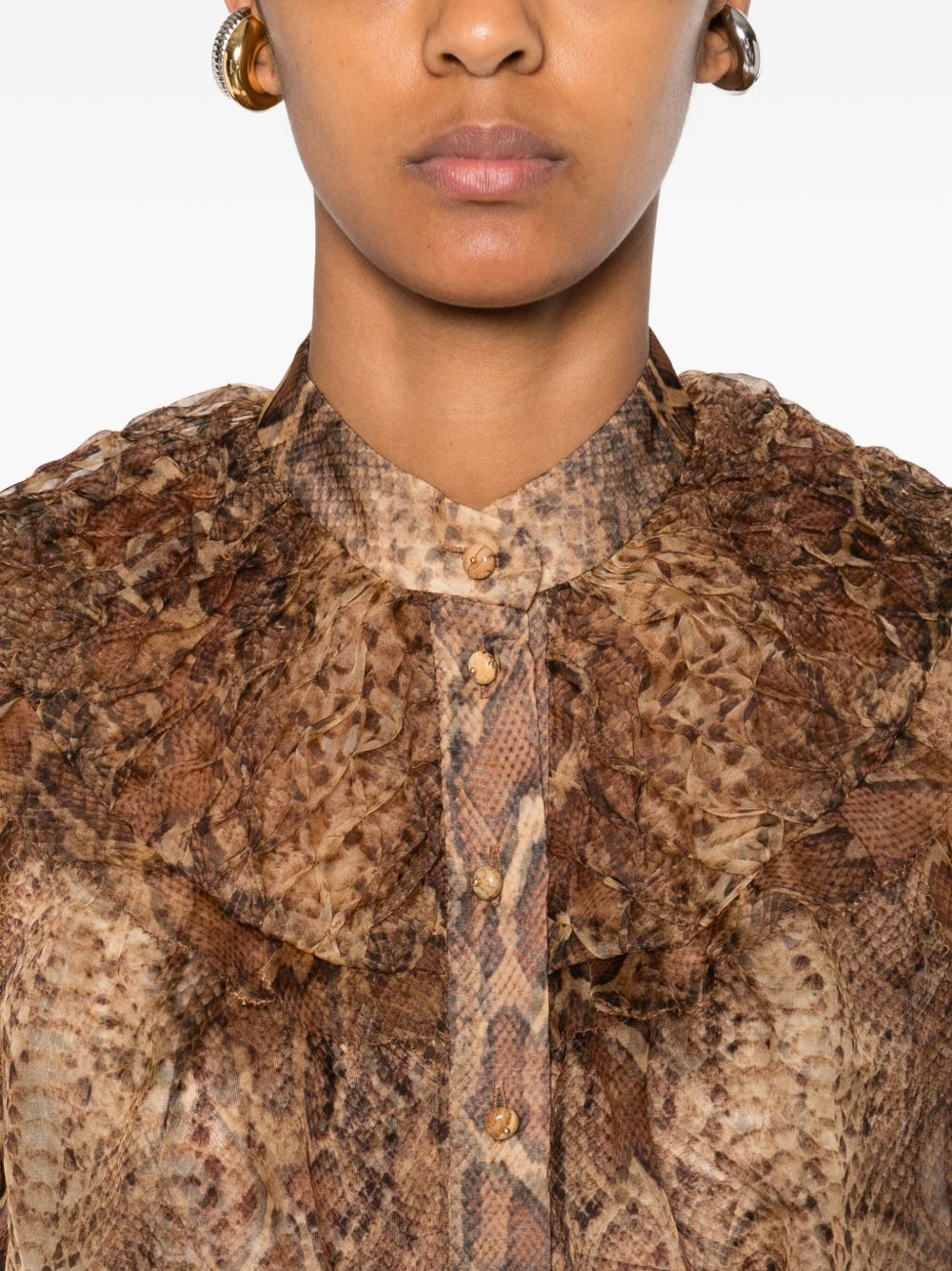 Zimmermann Camicia marrone con stampa serpente