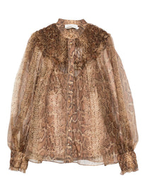Zimmermann Camicia marrone con stampa serpente