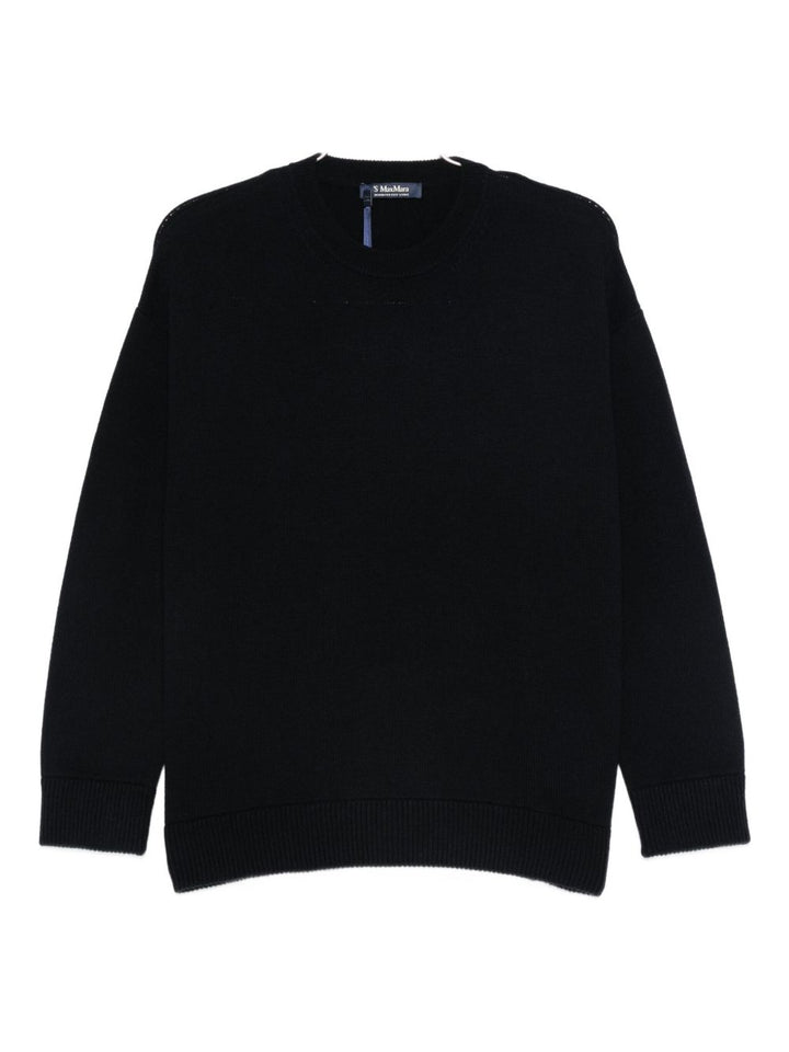 'S Max Mara  Maglione nero, girocollo, manica lunga.