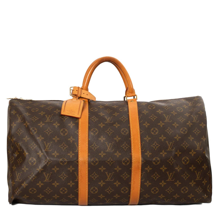 Borsa Keepall 55 Vintage in tela monogram marrone