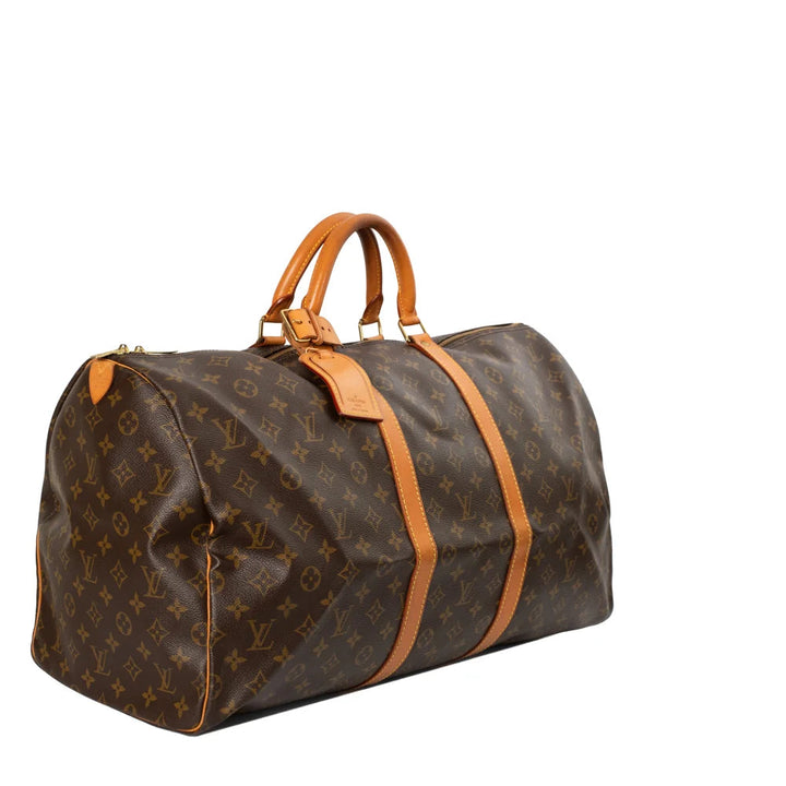 Borsa Keepall 55 Vintage in tela monogram marrone