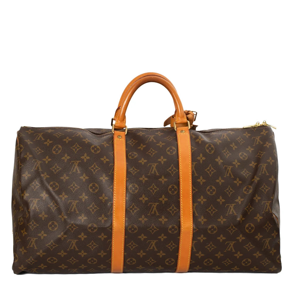 Borsa Keepall 55 Vintage in tela monogram marrone