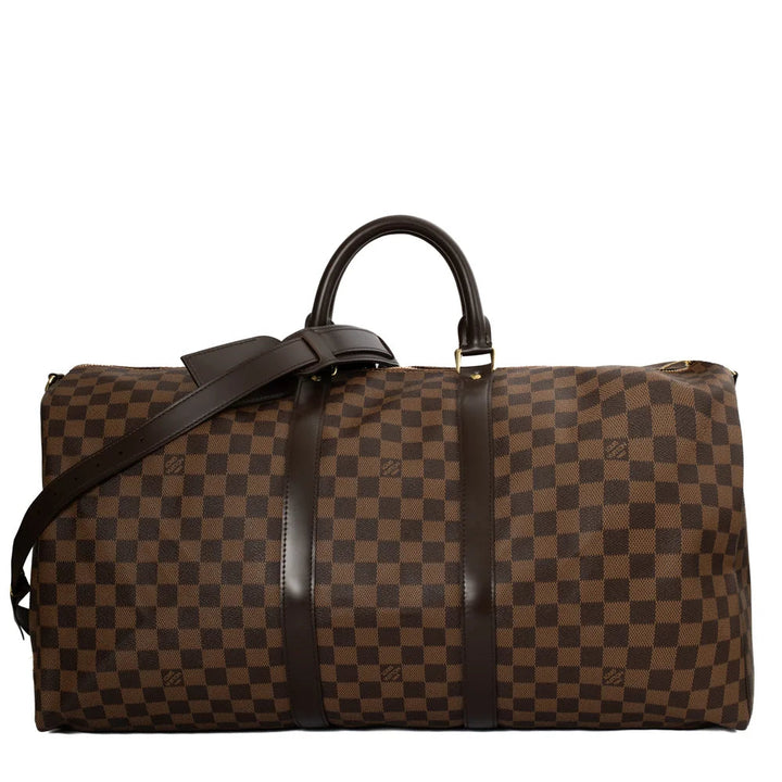 Borsa Keepall 55 in tela a scacchiera color ebano