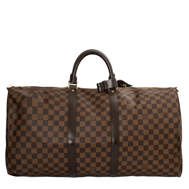 Borsa Keepall 55 in tela a scacchiera color ebano