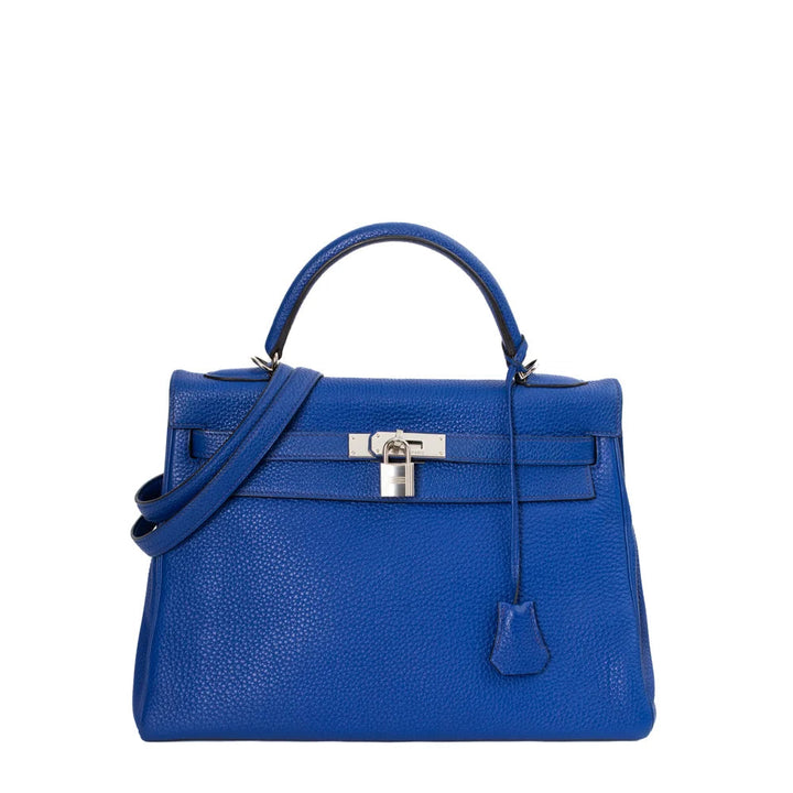 Borsa Kelly 32 in pelle blu