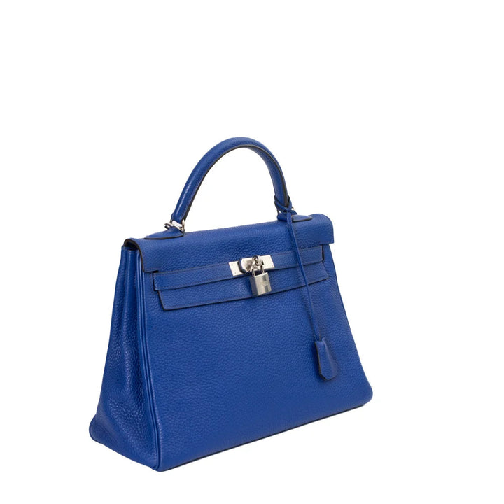 Borsa Kelly 32 in pelle blu