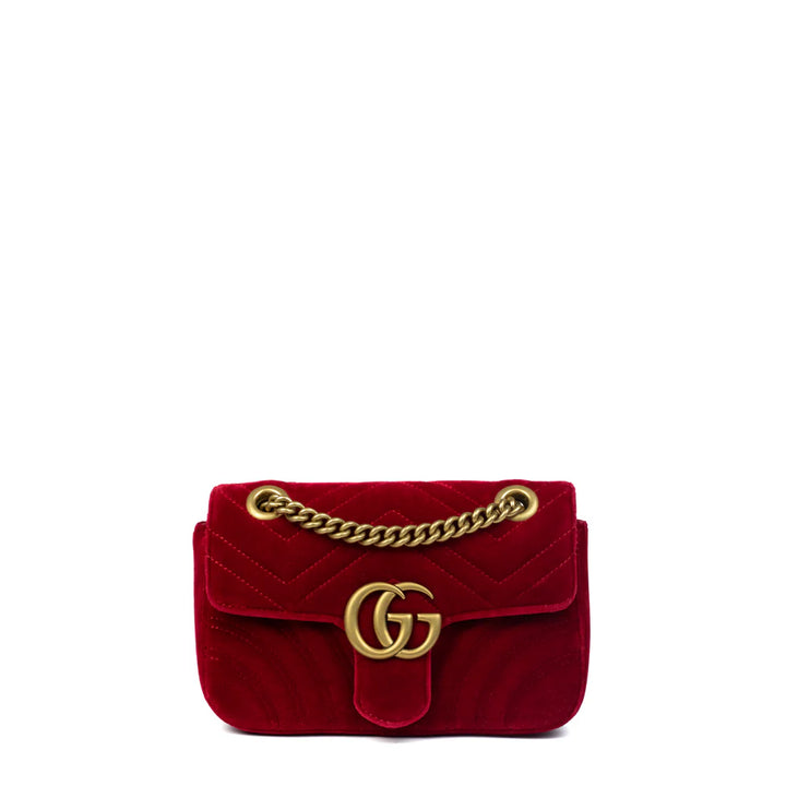 Borsa GG Marmont Mini in velluto rosso