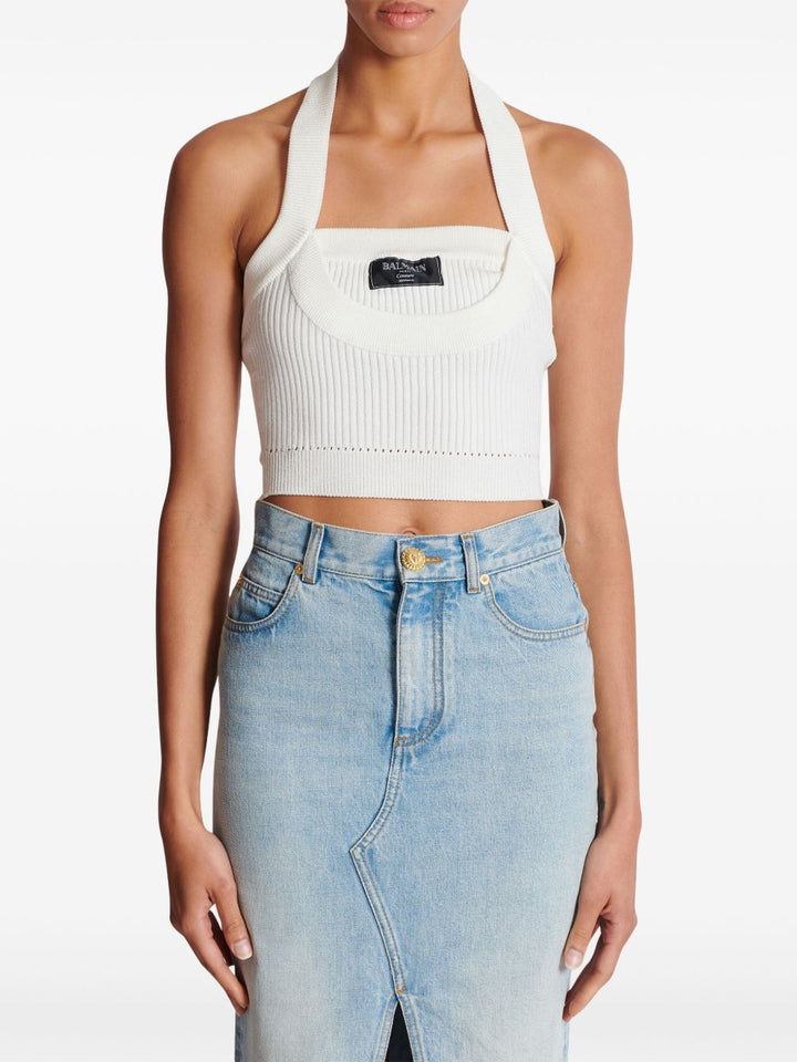 Balmain
Top con scollo all'americana