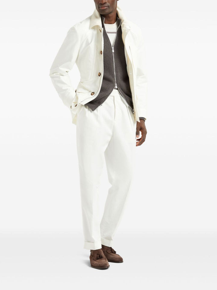 BRUNELLO CUCINELLI
T-shirt in maglia di cotone a righe avorio