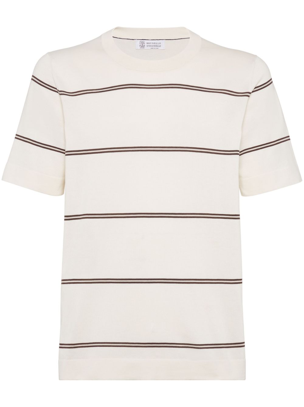 BRUNELLO CUCINELLI
T-shirt in maglia di cotone a righe avorio
