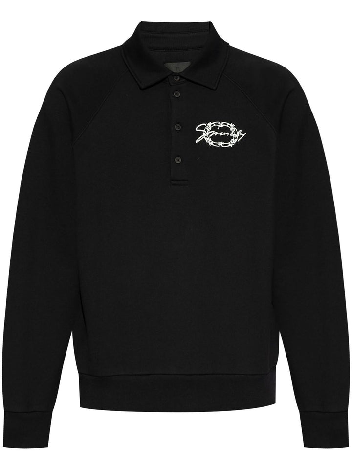 Felpa stile polo in tessuto garzato con medaglietta GIVENCHY