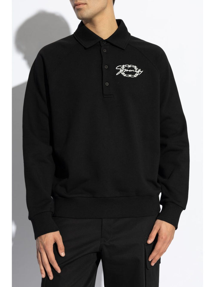 Felpa stile polo in tessuto garzato con medaglietta GIVENCHY