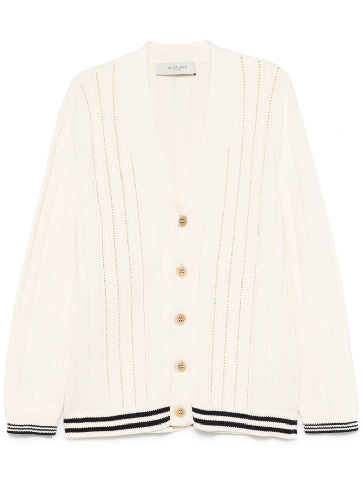 Golden GooseCardigan in cotone con lavorazione a trecce