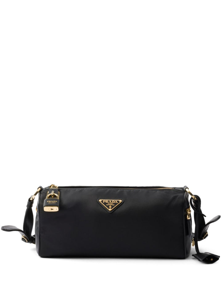 Borsa a spalla medium in Re-Nylon e pelle