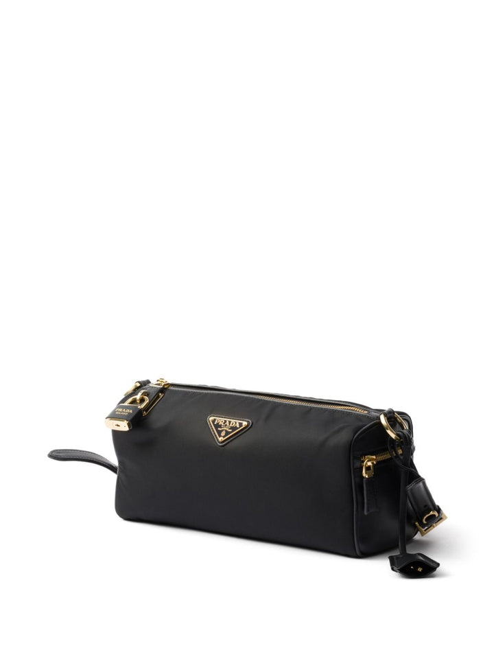 Borsa a spalla medium in Re-Nylon e pelle