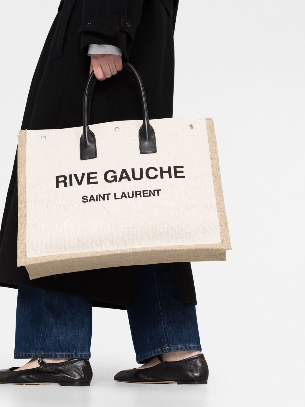 Saint Laurent 
Borsa tote Rive Gauche in tela