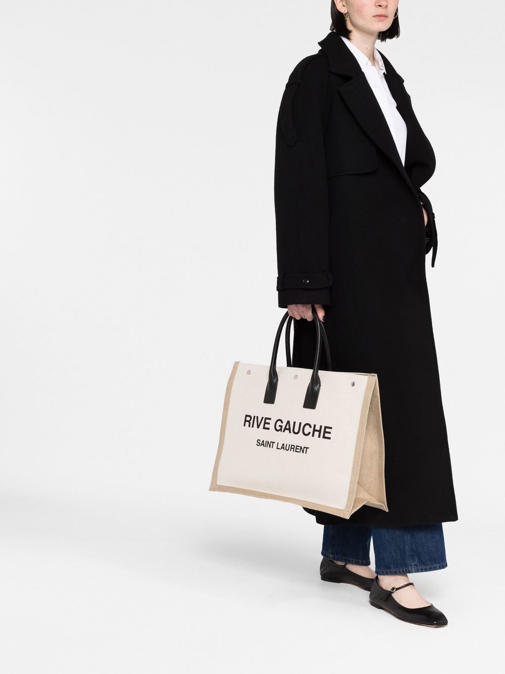 Saint Laurent 
Borsa tote Rive Gauche in tela