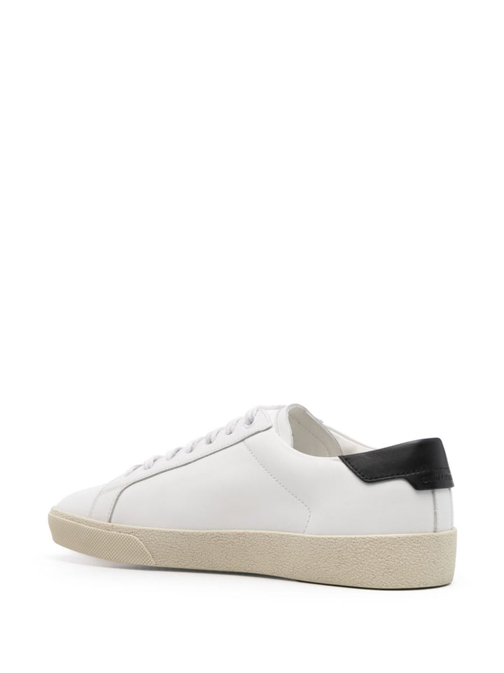 Saint Lauren 
sneakers court sl/06 bianco ottico in pelle e color oro ricamate