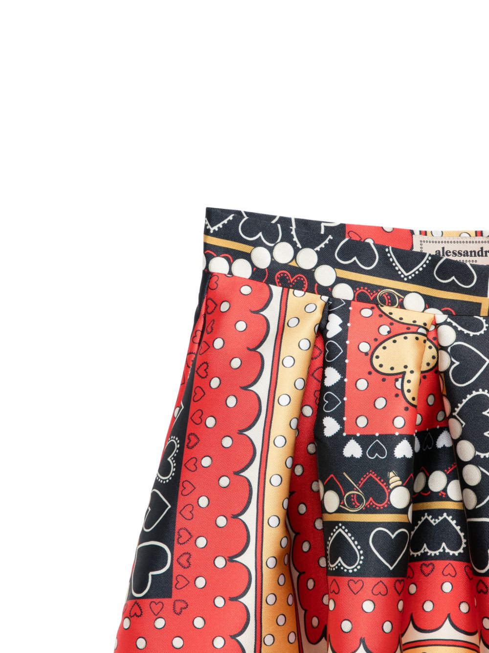 Gonna a pieghe con fantasia stampata rossa "Foulard"