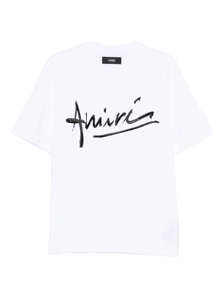 Maglietta girocollo manica corta con logo firma