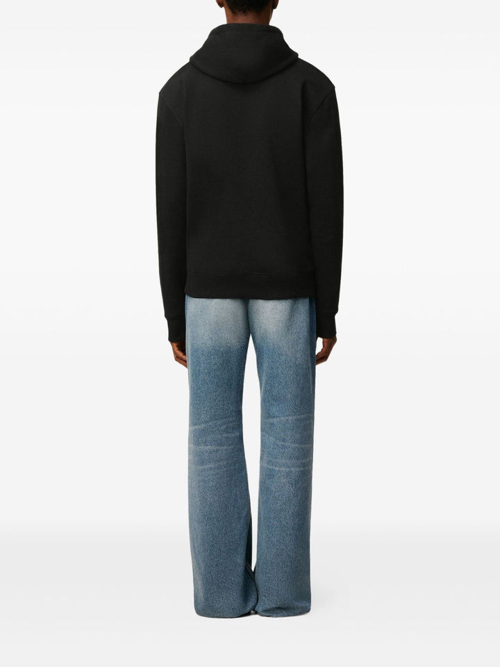 felpa con cappuccio e logo cuore rosso