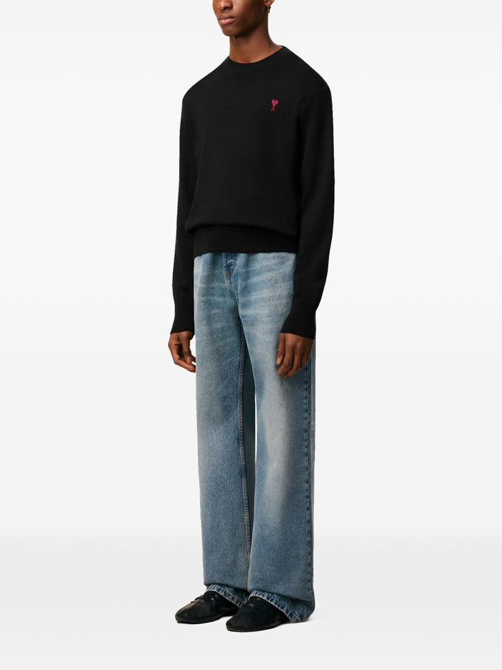AMI Paris Maglione girocollo ricamato Ami de Coeur