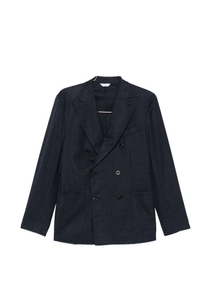 Blazer doppiopetto blu dallo stile leggero e raffinato in una lana leggera