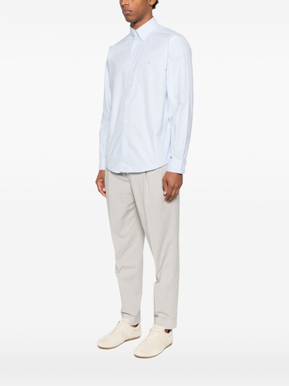 camicia con bottoni e logo ricamato