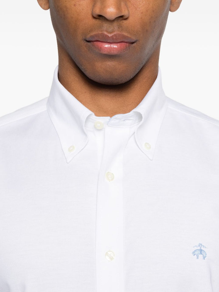 camicia con bottoni e logo ricamato