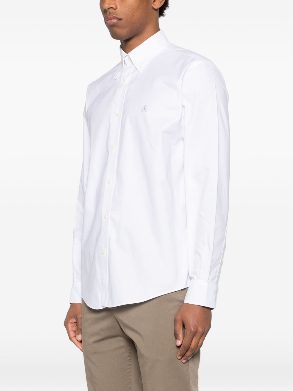 camicia con bottoni e logo ricamato