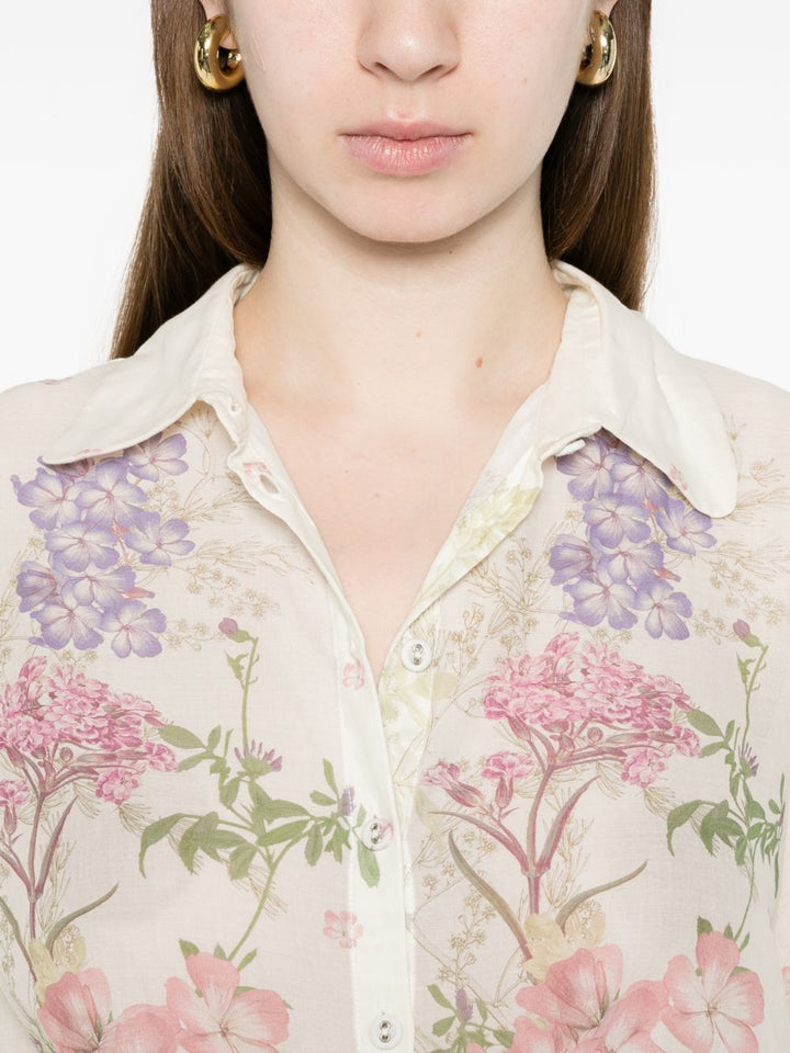 Camicia con motivo floreale botanico "Aster"