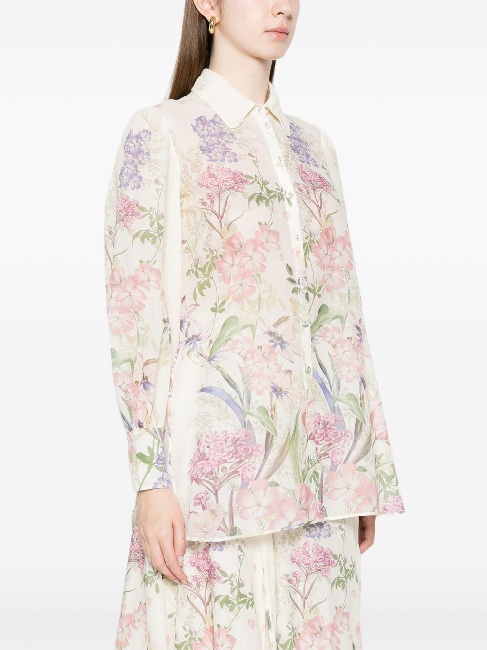 Camicia con motivo floreale botanico "Aster"