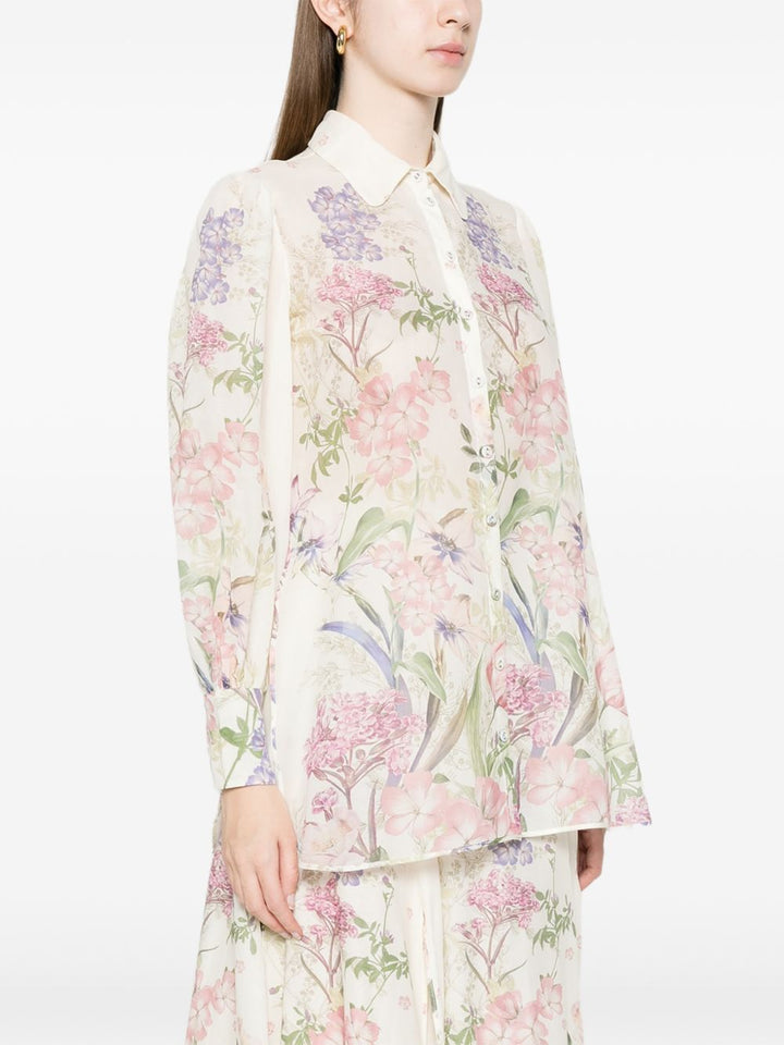 Camicia con motivo floreale botanico "Aster"