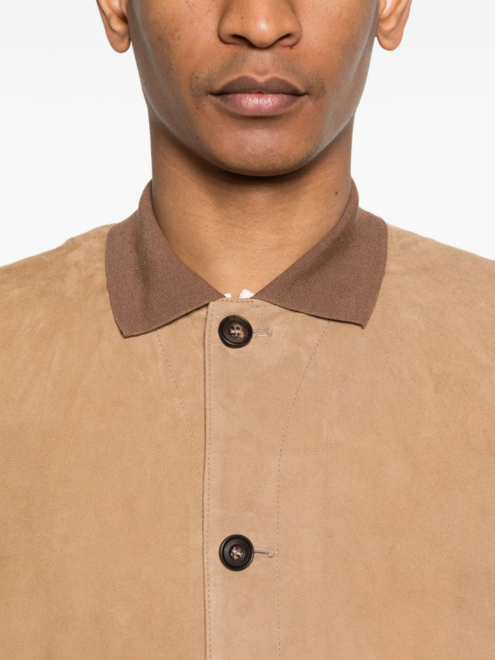 Giacca in pelle di agnello con bottoni