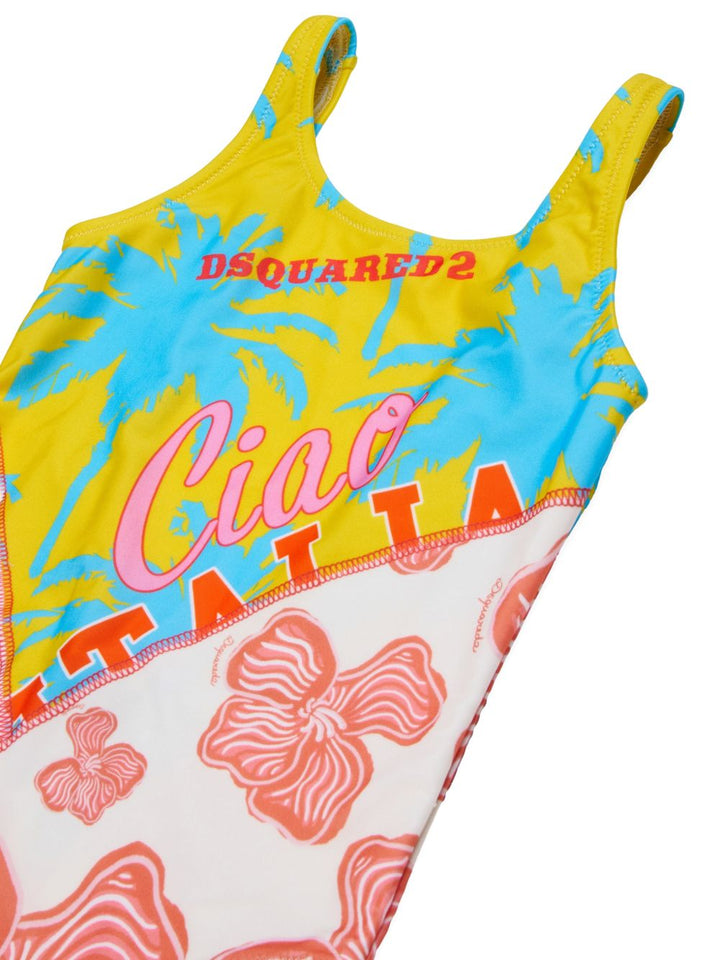 Costume intero con stampa Palm Tree