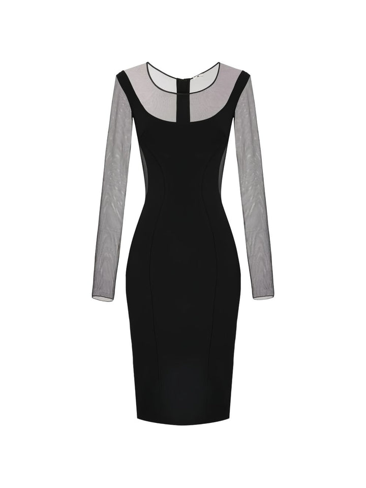 Abito midi semi trasparente con cut-out
