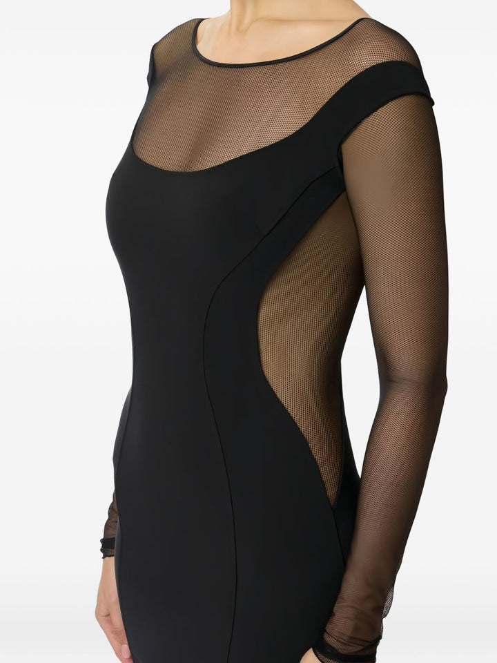 Abito midi semi trasparente con cut-out